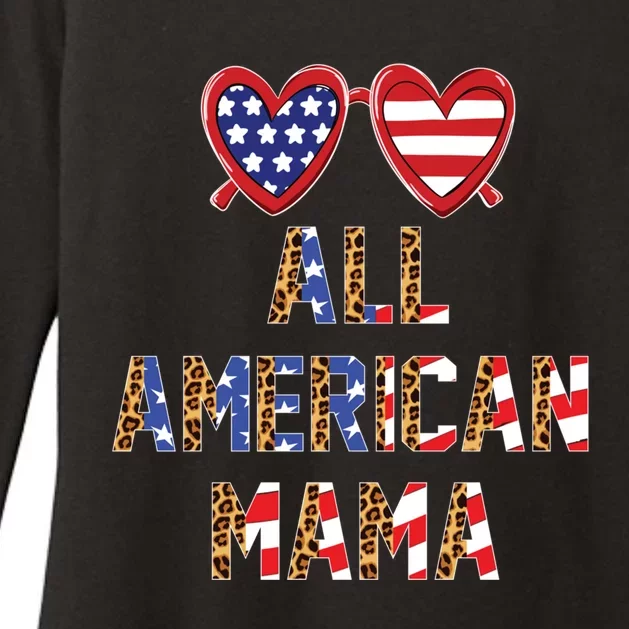 All American Mama American Flag Leopard Mothers 4th Of July Gift Womens CVC Long Sleeve Shirt