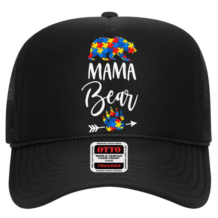 Autism Awareness Mama Bear Momma High Crown Mesh Trucker Hat