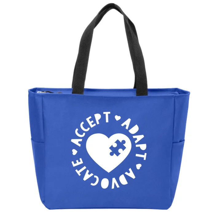 Autism Awareness Month Accept Adapt Advocate Autism Gift Meaningful Gift Zip Tote Bag