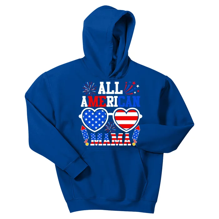 All American Mama Gift Funny 4th Of July Family Matching Gift Kids Hoodie