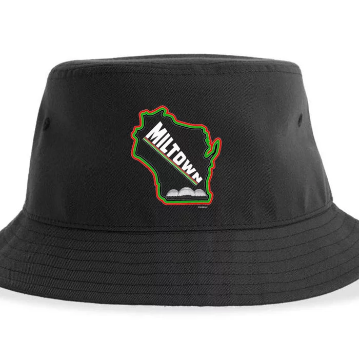 African American Multicolor Wisconsin Miltown Map Sustainable Bucket Hat