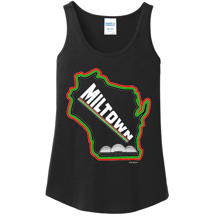 African American Multicolor Wisconsin Miltown Map Ladies Essential Tank