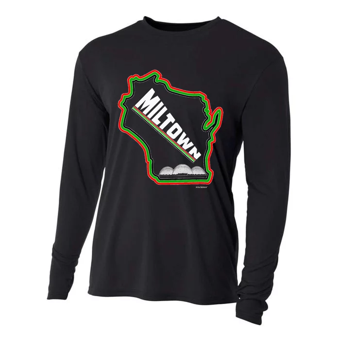 African American Multicolor Wisconsin Miltown Map Cooling Performance Long Sleeve Crew