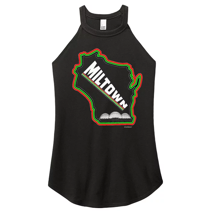 African American Multicolor Wisconsin Miltown Map Women’s Perfect Tri Rocker Tank