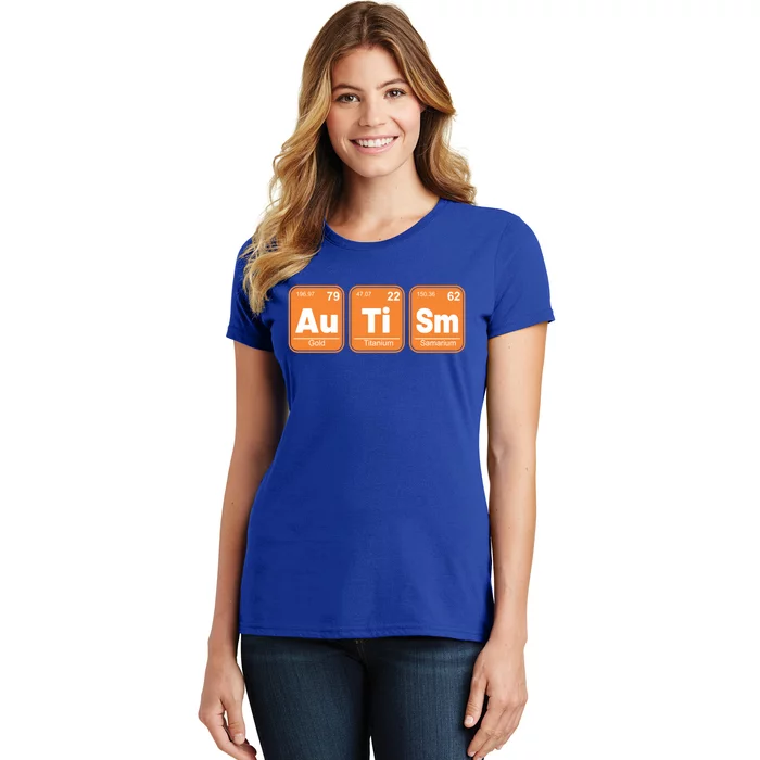 Autistic Awareness Month Elets Periodic Table Autism Day Cool Gift Women's T-Shirt