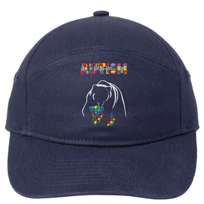 Autism Awareness Mom Accept Autistic Son Daughter Mama Bear Cool Gift 7-Panel Snapback Hat