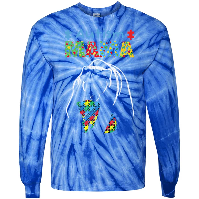 Autism Awareness Mom Mother Autistic Awareness Mama Bear Funny Gift Tie-Dye Long Sleeve Shirt