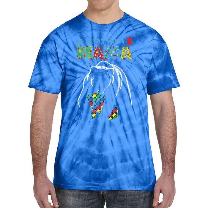 Autism Awareness Mom Mother Autistic Awareness Mama Bear Funny Gift Tie-Dye T-Shirt