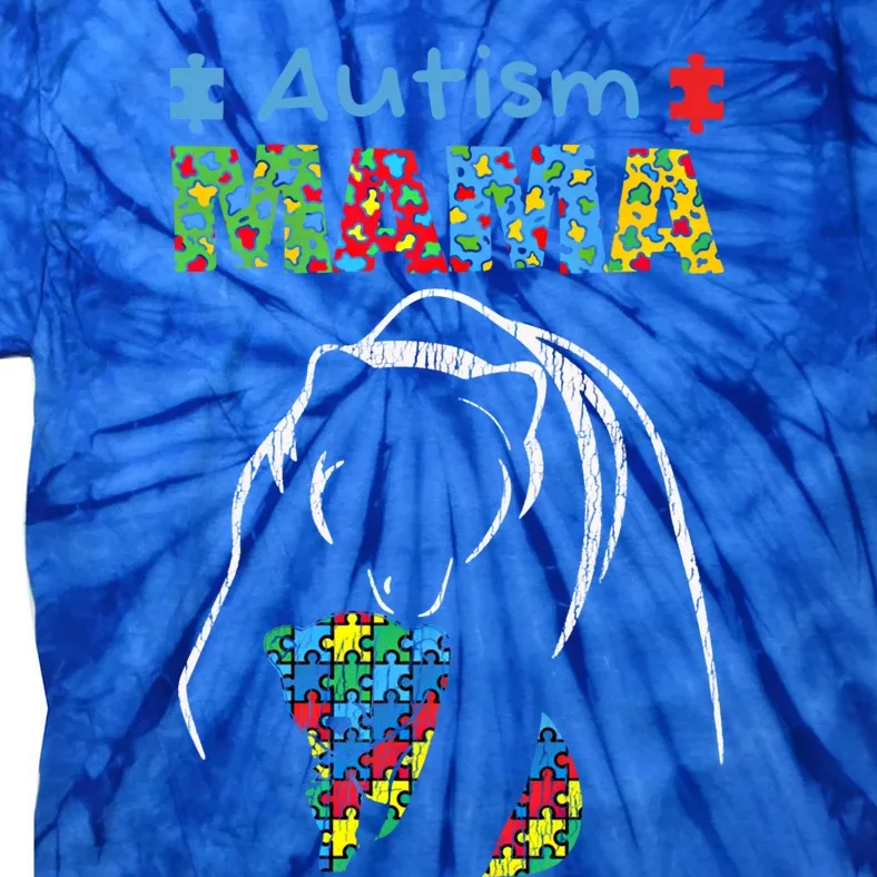 Autism Awareness Mom Mother Autistic Awareness Mama Bear Funny Gift Tie-Dye T-Shirt