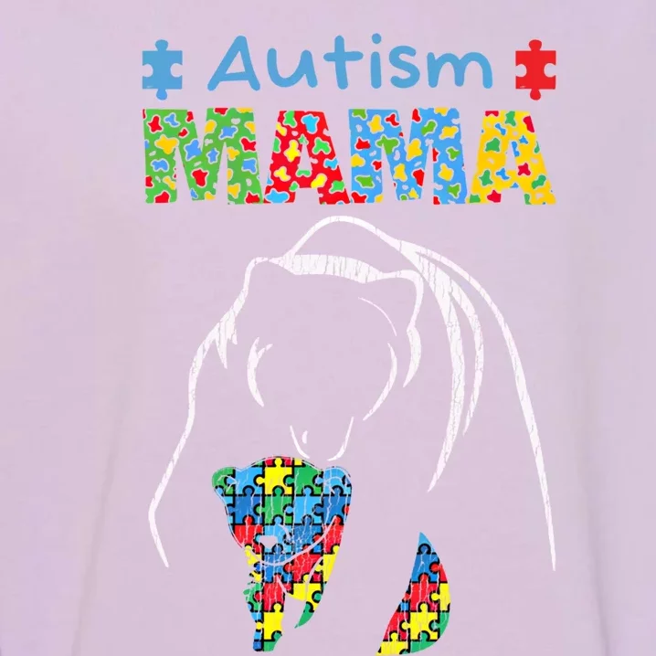 Autism Awareness Mom Mother Autistic Awareness Mama Bear Funny Gift Garment-Dyed Sweatshirt