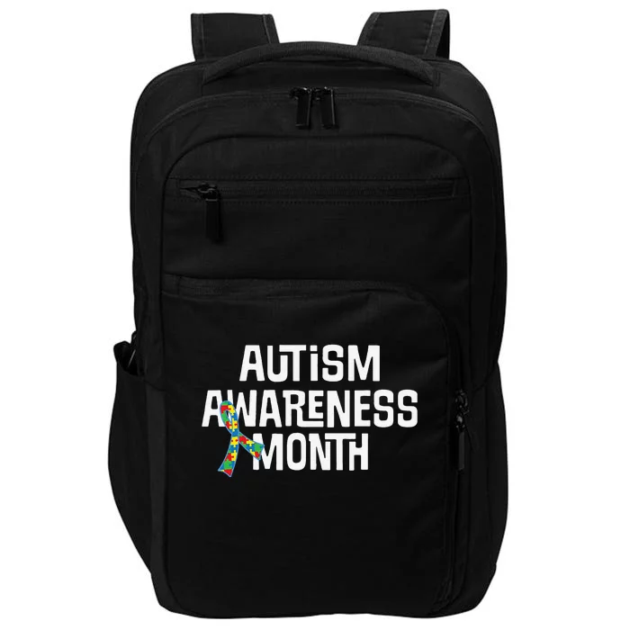 Autism Awareness Month Puzzle Ribbon Tee Impact Tech Backpack