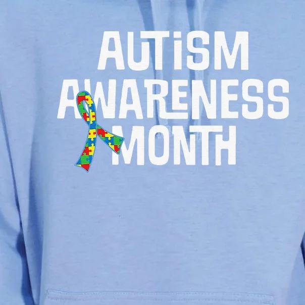 Autism Awareness Month Puzzle Ribbon Tee Unisex Surf Hoodie