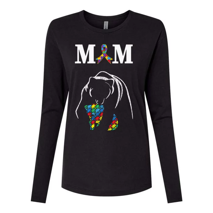 Autism Awareness Mom Proud Autistic Son Daughter Mama Bear Cool Gift Womens Cotton Relaxed Long Sleeve T-Shirt