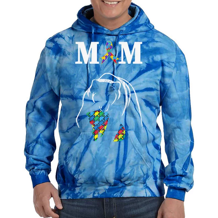 Autism Awareness Mom Proud Autistic Son Daughter Mama Bear Cool Gift Tie Dye Hoodie