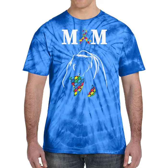 Autism Awareness Mom Proud Autistic Son Daughter Mama Bear Cool Gift Tie-Dye T-Shirt