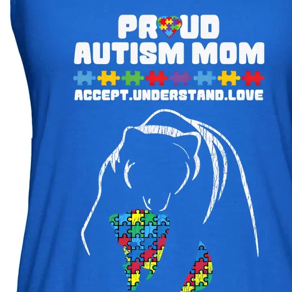 Autism Awareness Mom Proud Autistic Son Daughter Mama Bear Gift Ladies Essential Flowy Tank