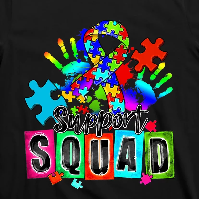 Autism Awareness Month Ribbon Support Squad T-Shirt