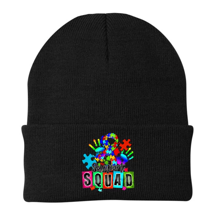 Autism Awareness Month Ribbon Support Squad Knit Cap Winter Beanie