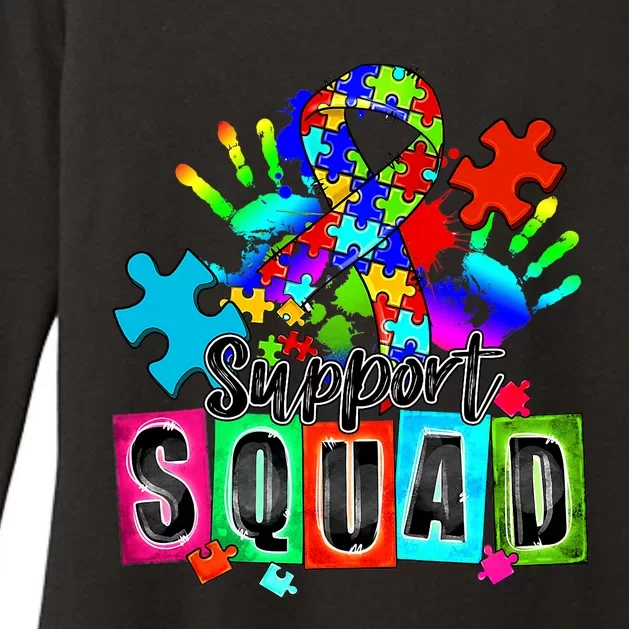 Autism Awareness Month Ribbon Support Squad Womens CVC Long Sleeve Shirt