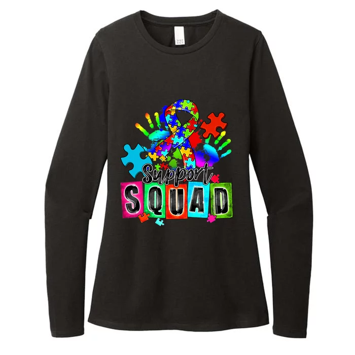 Autism Awareness Month Ribbon Support Squad Womens CVC Long Sleeve Shirt