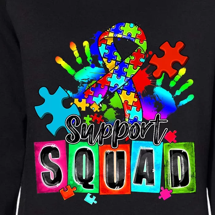 Autism Awareness Month Ribbon Support Squad Womens California Wash Sweatshirt