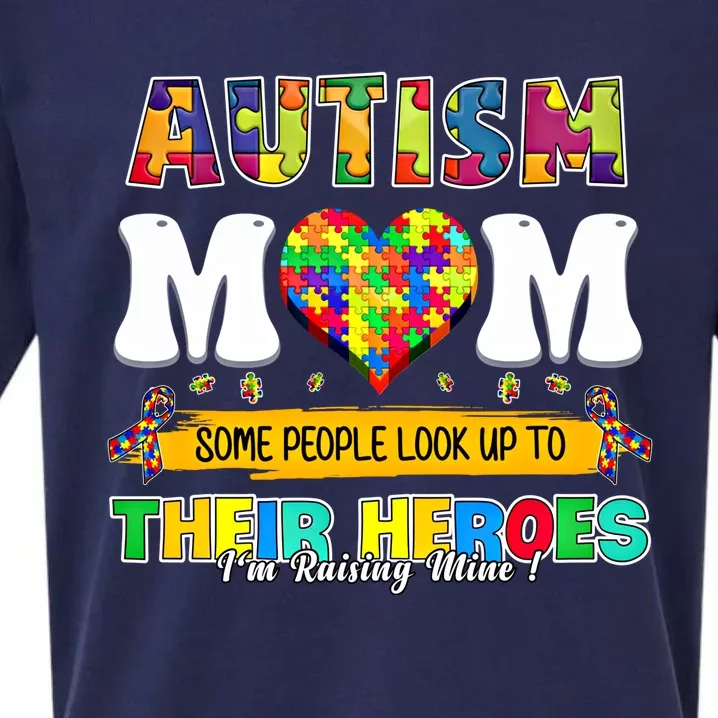 Autism Awareness Mom Some People Look Up To Their Heroes Gift Sueded Cloud Jersey T-Shirt