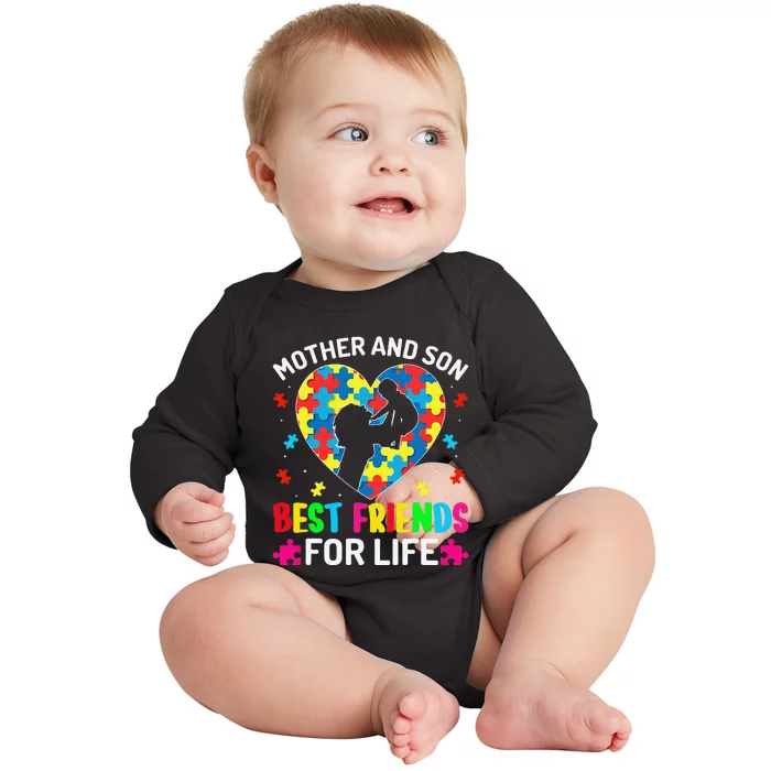 Autism Awareness Mother And Son ASD Autism Warriors Mama Baby Long Sleeve Bodysuit