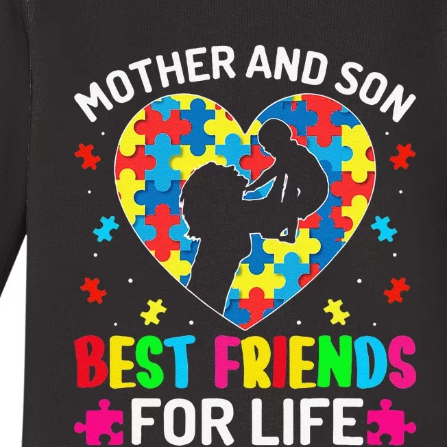 Autism Awareness Mother And Son ASD Autism Warriors Mama Baby Long Sleeve Bodysuit