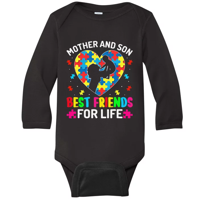 Autism Awareness Mother And Son ASD Autism Warriors Mama Baby Long Sleeve Bodysuit