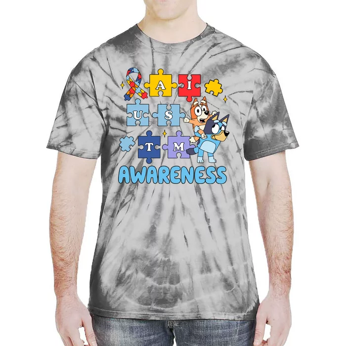 Autism Awareness Month Supporter Dog Lover Tie-Dye T-Shirt