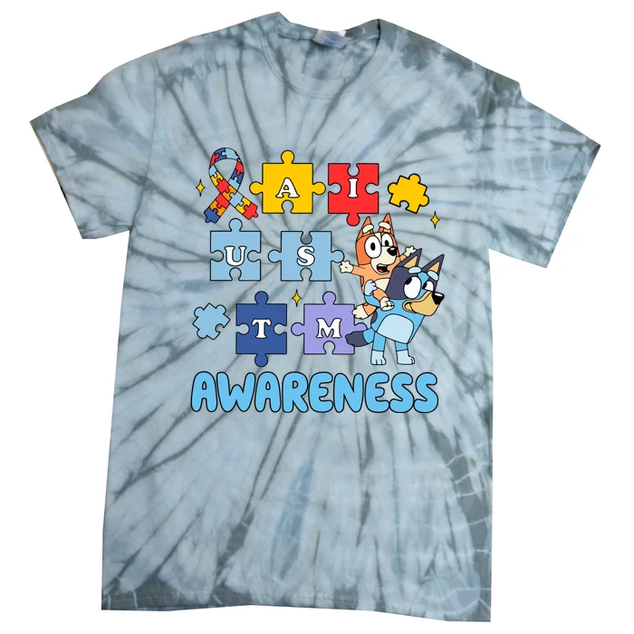 Autism Awareness Month Supporter Dog Lover Tie-Dye T-Shirt