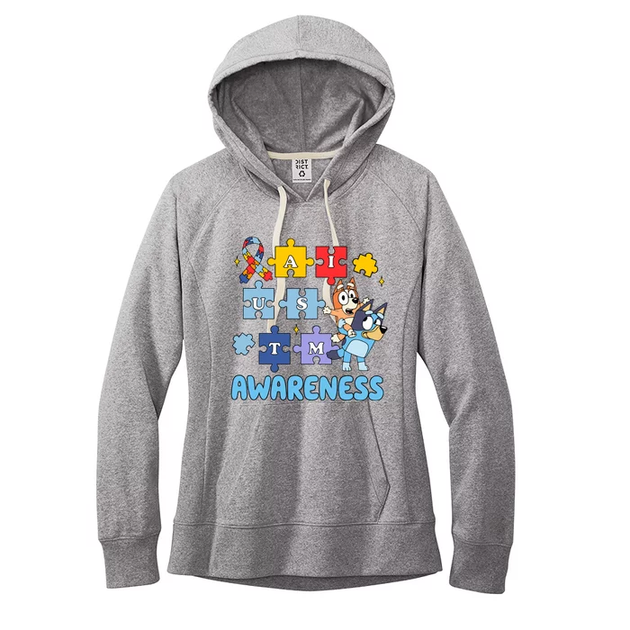 Autism Awareness Month Supporter Dog Lover Women's Fleece Hoodie