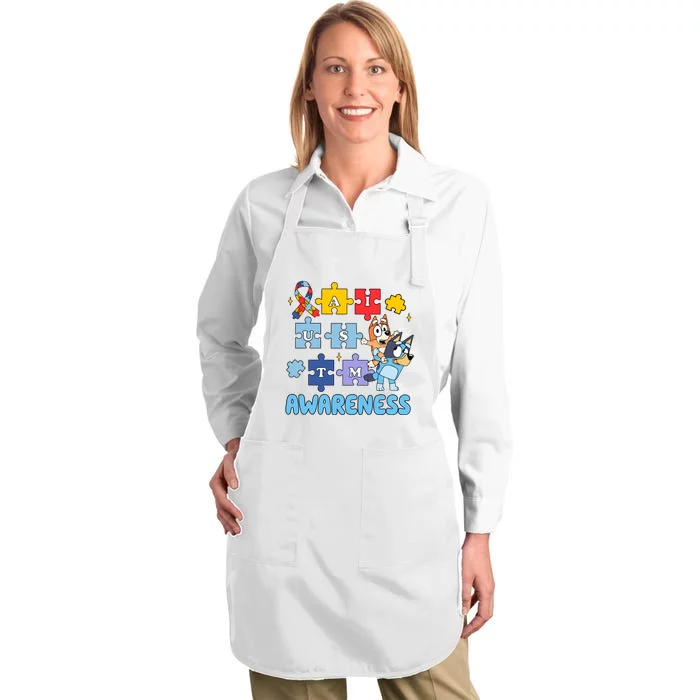 Autism Awareness Month Supporter Dog Lover Full-Length Apron With Pocket