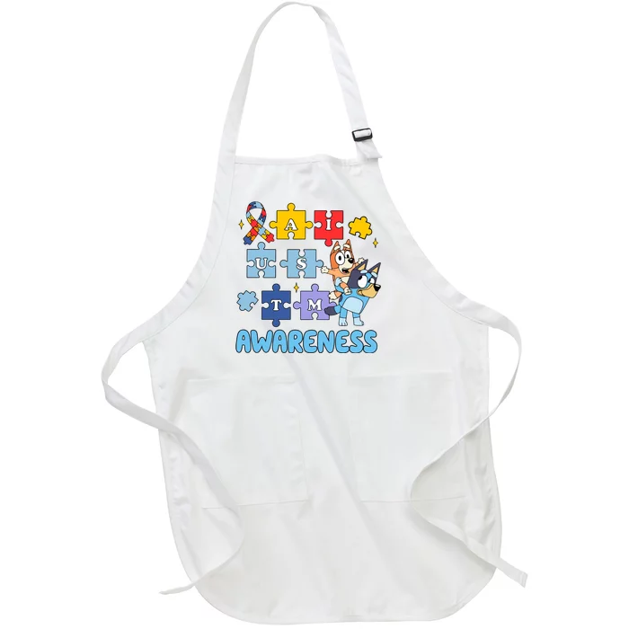 Autism Awareness Month Supporter Dog Lover Full-Length Apron With Pocket