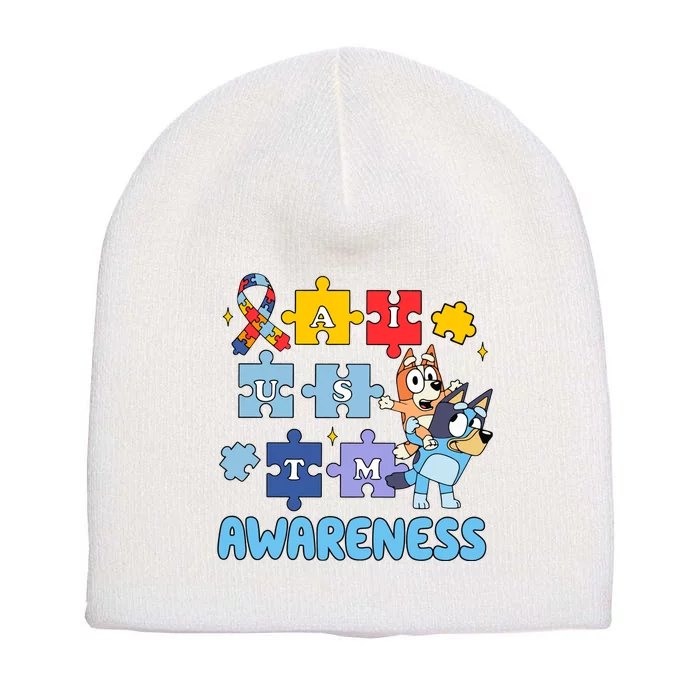 Autism Awareness Month Supporter Dog Lover Short Acrylic Beanie