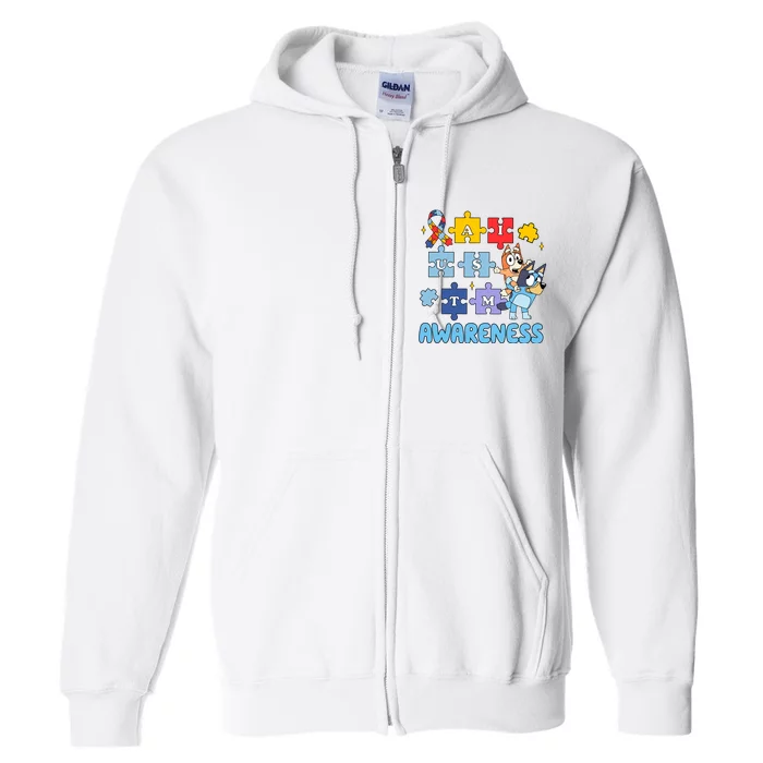 Autism Awareness Month Supporter Dog Lover Full Zip Hoodie