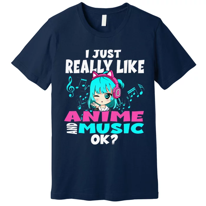 Anime And Music Kawaii Chibi Graphic Teen Anime Girl Premium T-Shirt