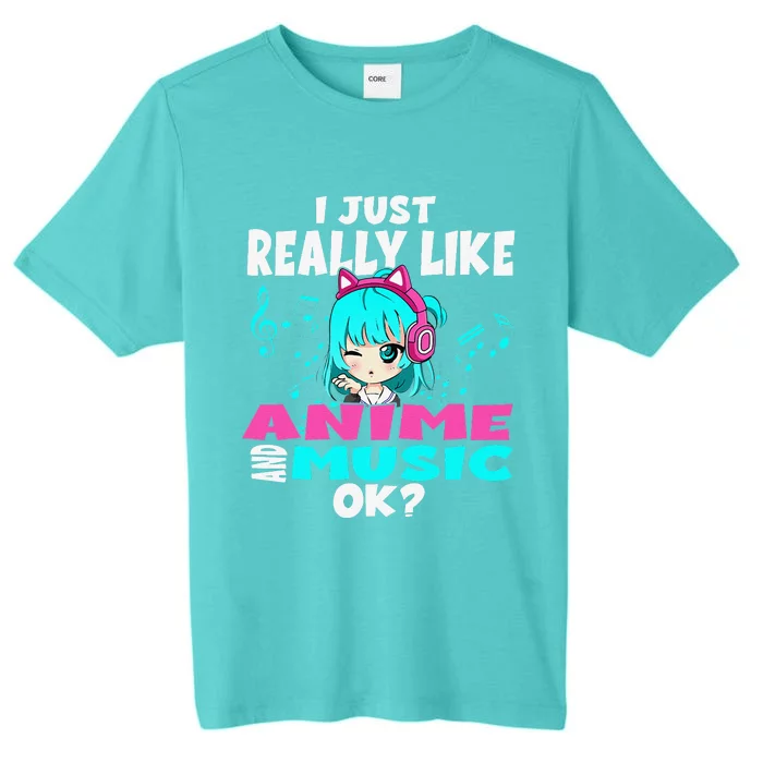 Anime And Music Kawaii Chibi Graphic Teen Anime Girl ChromaSoft Performance T-Shirt