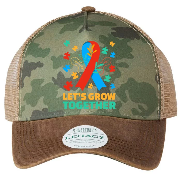 Autistic Awareness Month Let's Grow Together Autism Day Gift Legacy Tie Dye Trucker Hat