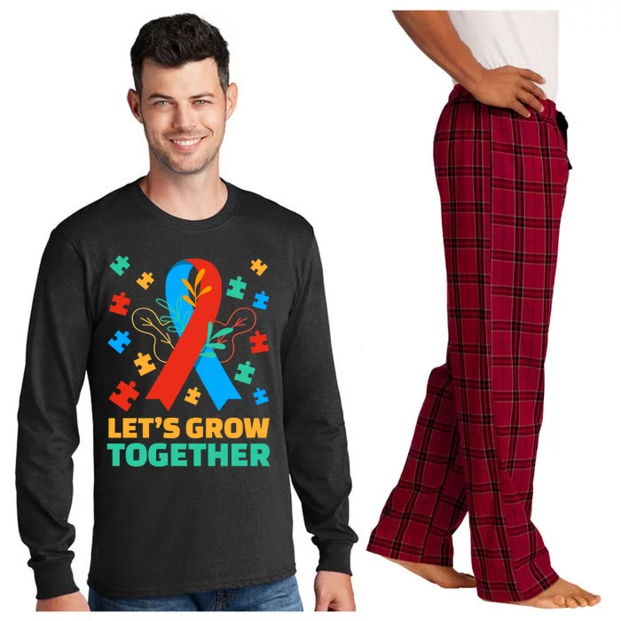 Autistic Awareness Month Let's Grow Together Autism Day Gift Long Sleeve Pajama Set