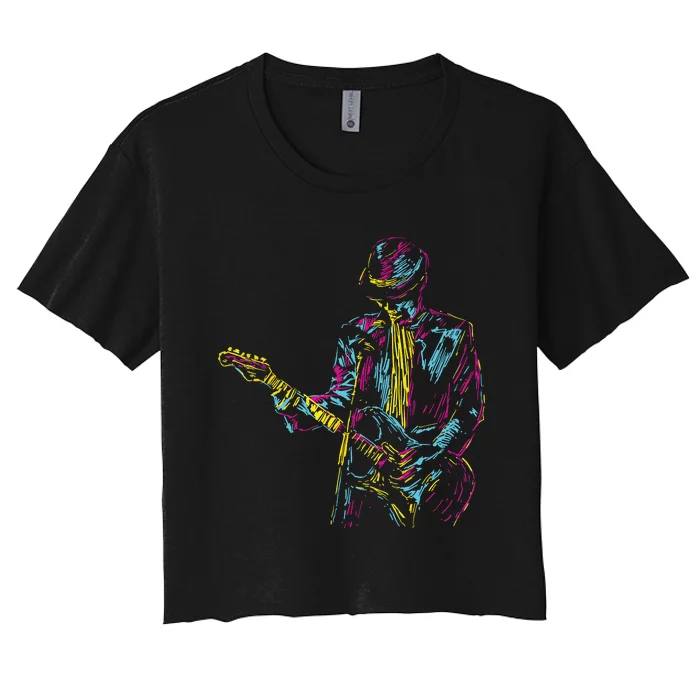 Abstract Art Musician Music Band Bass Player Women's Crop Top Tee