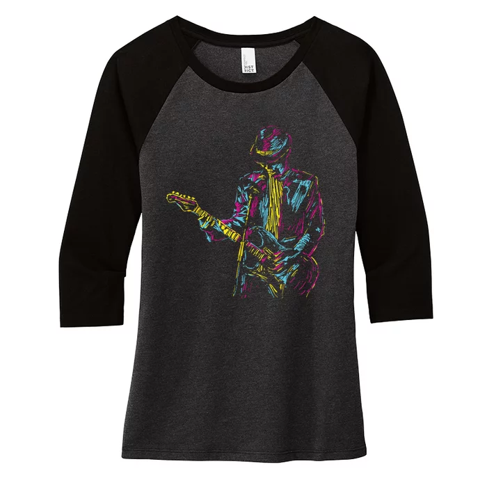 Abstract Art Musician Music Band Bass Player Women's Tri-Blend 3/4-Sleeve Raglan Shirt