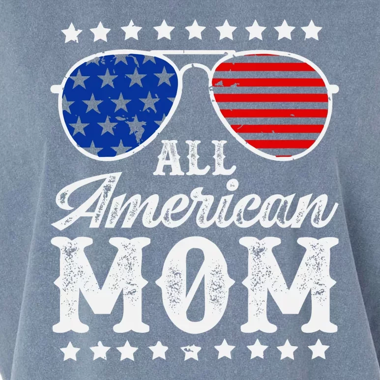 All American Mom 4th Of July Mothers Day Sunglasses Family Garment-Dyed Women's Muscle Tee