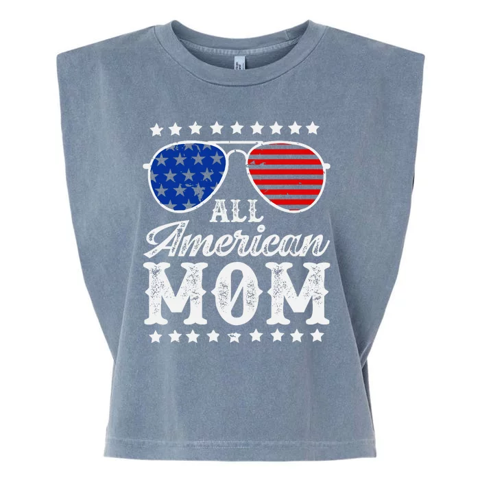 All American Mom 4th Of July Mothers Day Sunglasses Family Garment-Dyed Women's Muscle Tee