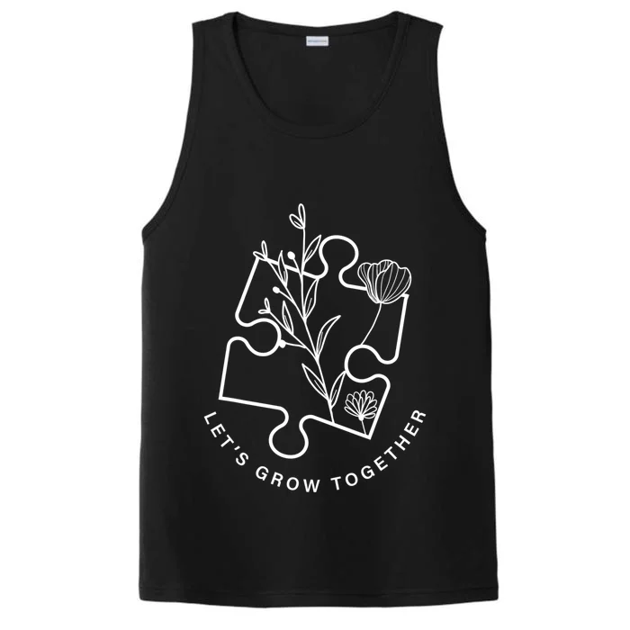 Autism Awareness Month Autistic Son Let's Grow Together Gift Performance Tank