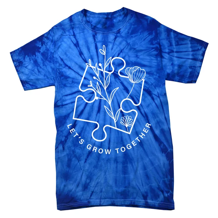 Autism Awareness Month Autistic Son Let's Grow Together Gift Tie-Dye T-Shirt