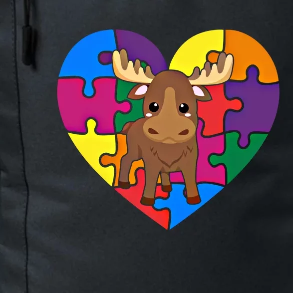 Autism Awareness Moose Heart ValentineS Day Puzzle Piece Gift Daily Commute Backpack