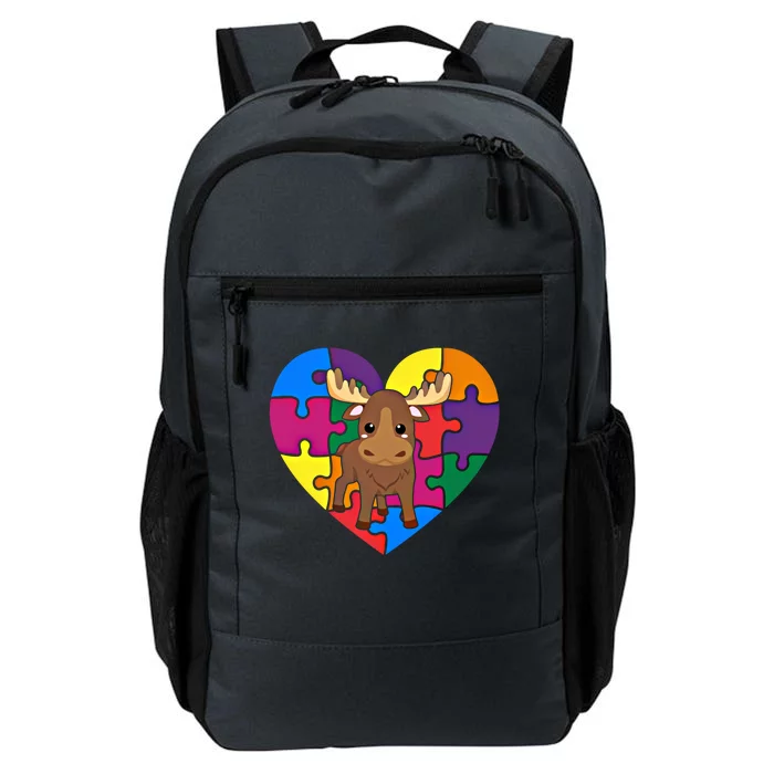 Autism Awareness Moose Heart ValentineS Day Puzzle Piece Gift Daily Commute Backpack