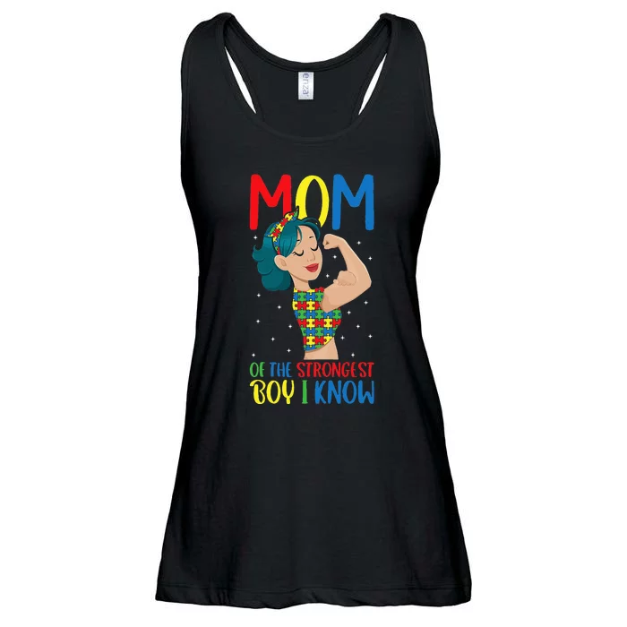 Autism Awareness Mom Of The Strongest  I Know Ladies Essential Flowy Tank