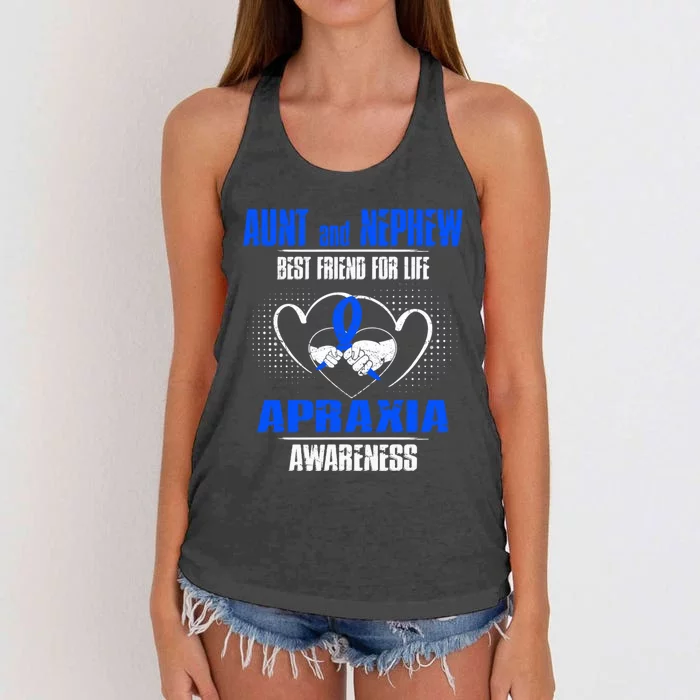 Aunt And Nephew Best Friend Of Life Apraxia Awareness Cool Gift Women's Knotted Racerback Tank